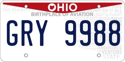 OH license plate GRY9988