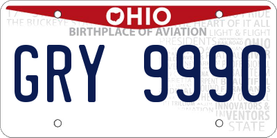 OH license plate GRY9990