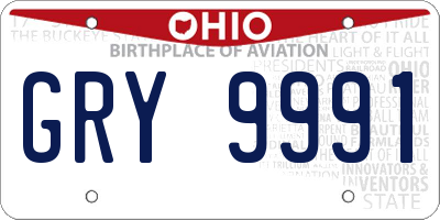 OH license plate GRY9991