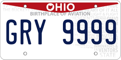 OH license plate GRY9999