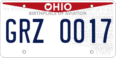OH license plate GRZ0017