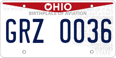 OH license plate GRZ0036