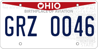 OH license plate GRZ0046