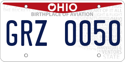 OH license plate GRZ0050