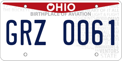 OH license plate GRZ0061