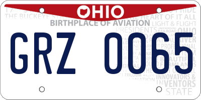 OH license plate GRZ0065