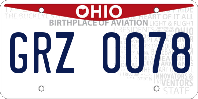 OH license plate GRZ0078