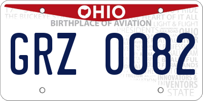 OH license plate GRZ0082