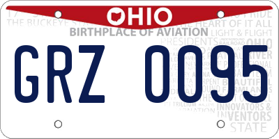 OH license plate GRZ0095