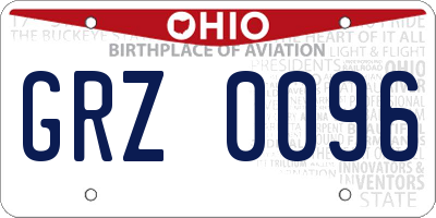OH license plate GRZ0096