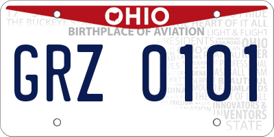OH license plate GRZ0101