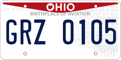 OH license plate GRZ0105