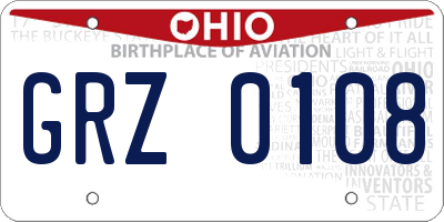 OH license plate GRZ0108