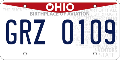 OH license plate GRZ0109