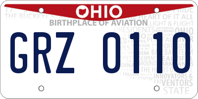 OH license plate GRZ0110