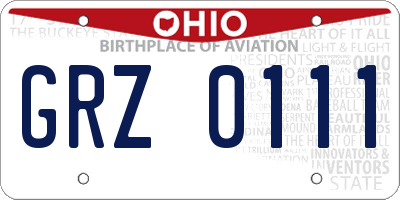 OH license plate GRZ0111