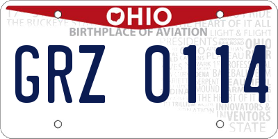 OH license plate GRZ0114