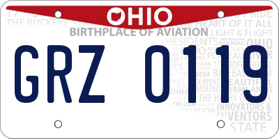 OH license plate GRZ0119