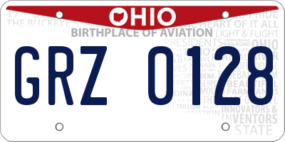 OH license plate GRZ0128
