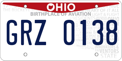 OH license plate GRZ0138