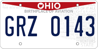 OH license plate GRZ0143