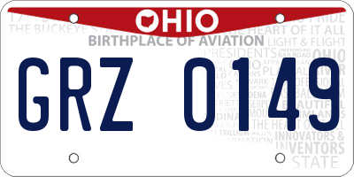 OH license plate GRZ0149