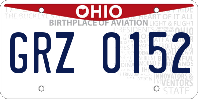 OH license plate GRZ0152