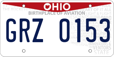 OH license plate GRZ0153