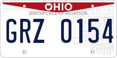 OH license plate GRZ0154