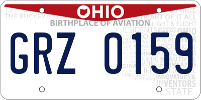 OH license plate GRZ0159