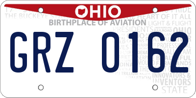 OH license plate GRZ0162