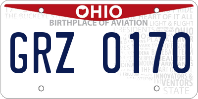 OH license plate GRZ0170