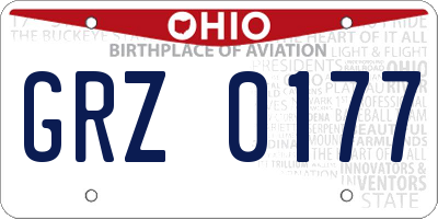OH license plate GRZ0177