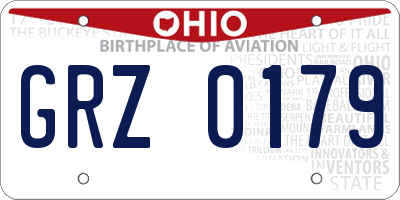 OH license plate GRZ0179