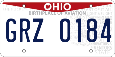 OH license plate GRZ0184