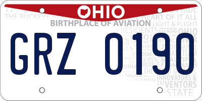 OH license plate GRZ0190