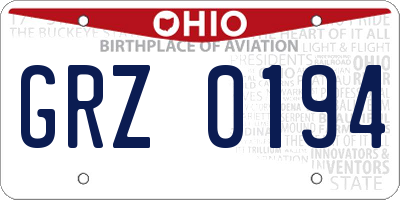 OH license plate GRZ0194