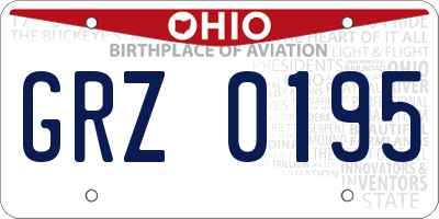 OH license plate GRZ0195