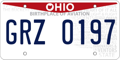 OH license plate GRZ0197