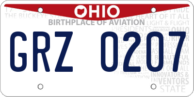 OH license plate GRZ0207