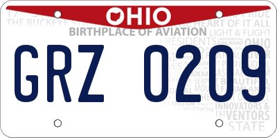 OH license plate GRZ0209