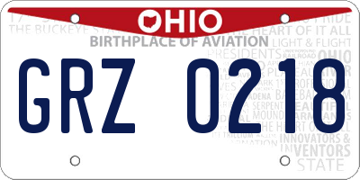 OH license plate GRZ0218