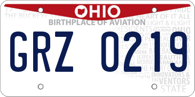 OH license plate GRZ0219