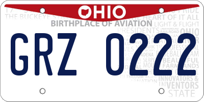 OH license plate GRZ0222