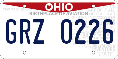 OH license plate GRZ0226
