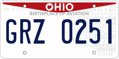 OH license plate GRZ0251