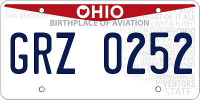 OH license plate GRZ0252