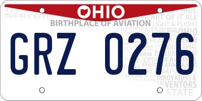 OH license plate GRZ0276