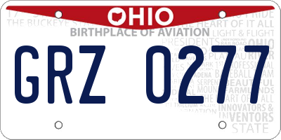OH license plate GRZ0277