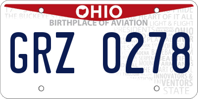 OH license plate GRZ0278